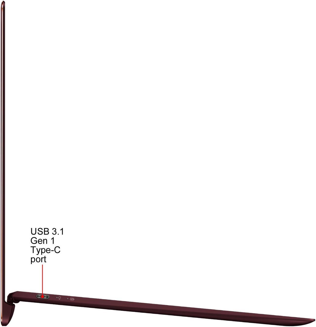 Alt view image 10 of 17 - ASUS ZenBook S UX391UA-XB71-R Ultra-thin and light 13.3-inch FHD Laptop, Intel Core i7-8550U, 8GB RAM, 256GB SATA SSD, Windows 10 Pro, FP Sensor, Thunderbolt, Burgundy Red