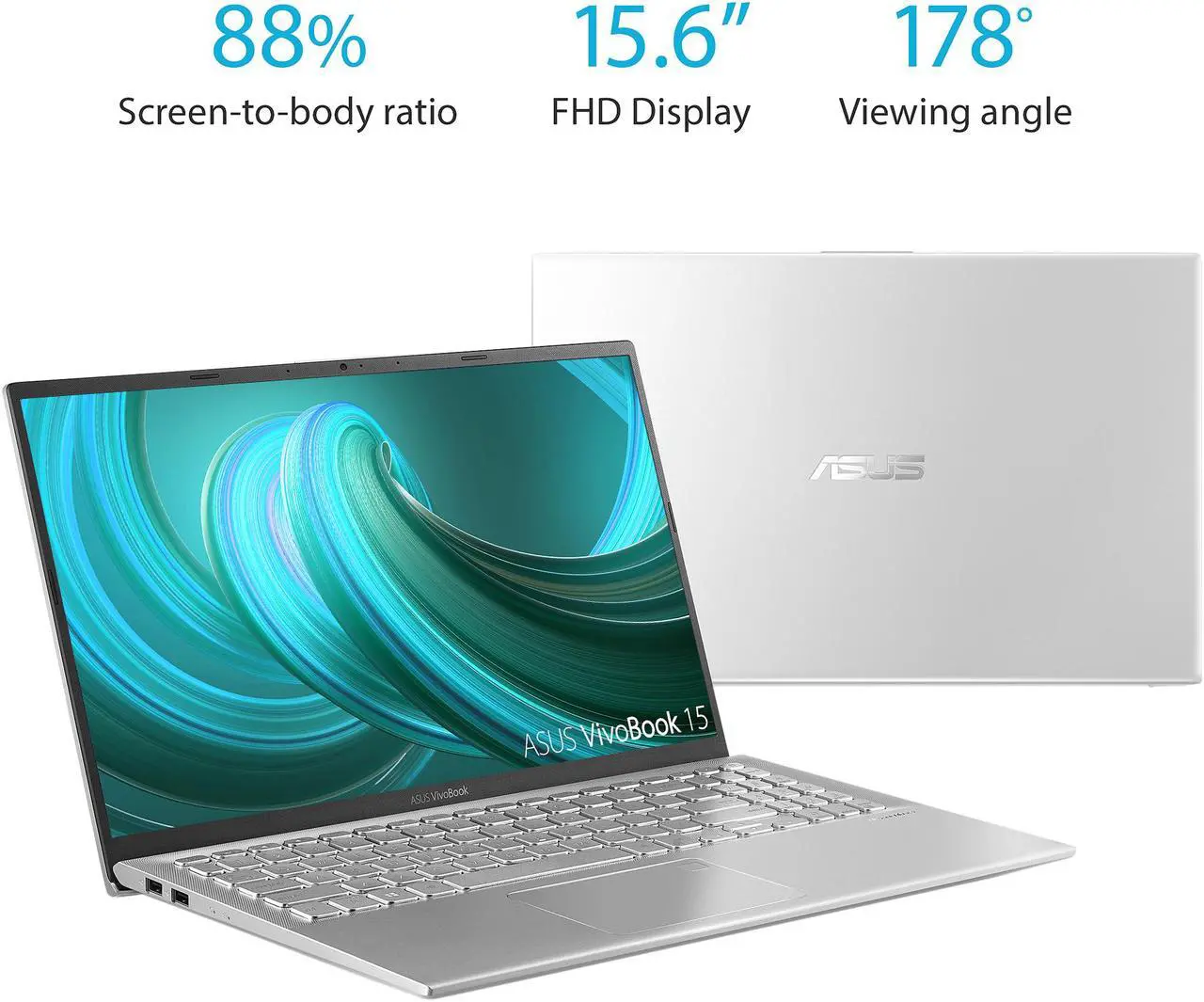 Alt view image 7 of 7 - ASUS VivoBook F512 Thin & Light Laptop, 15.6" FHD NanoEdge WideView, AMD R5-3500U, 8 GB DDR4, 128 GB SSD + 1 TB HDD, Backlit KB, Fingerprint, Windows 10, Transparent Silver, F512DA-EB55-SL - OEM