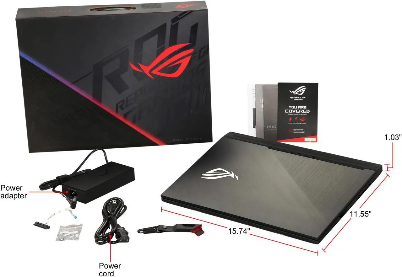 Alt view image 9 of 8 - ASUS ROG Strix Hero III (2019) Gaming Laptop, 17.3" 144 Hz IPS Type FHD, NVIDIA GeForce RTX 2070, Intel Core i7-9750H, 16 GB DDR4, 512 GB PCIe NVMe SSD, Per-Key RGB KB, Windows 10 Pro, G731GW-XB74