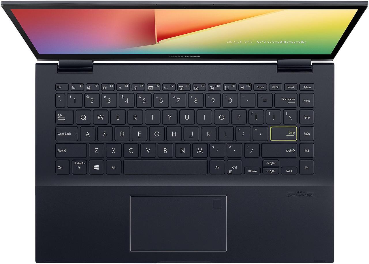 Alt view image 13 of 20 - ASUS VivoBook Flip 14 Thin and Light 2-in-1 Laptop, 14" FHD Touch Display, AMD Ryzen 5 4500U, 8 GB DDR4 RAM, 256 GB SSD, Glossy, Stylus, Fingerprint Reader, Windows 10 Home, Bespoke Black, TM420IA-DB51T