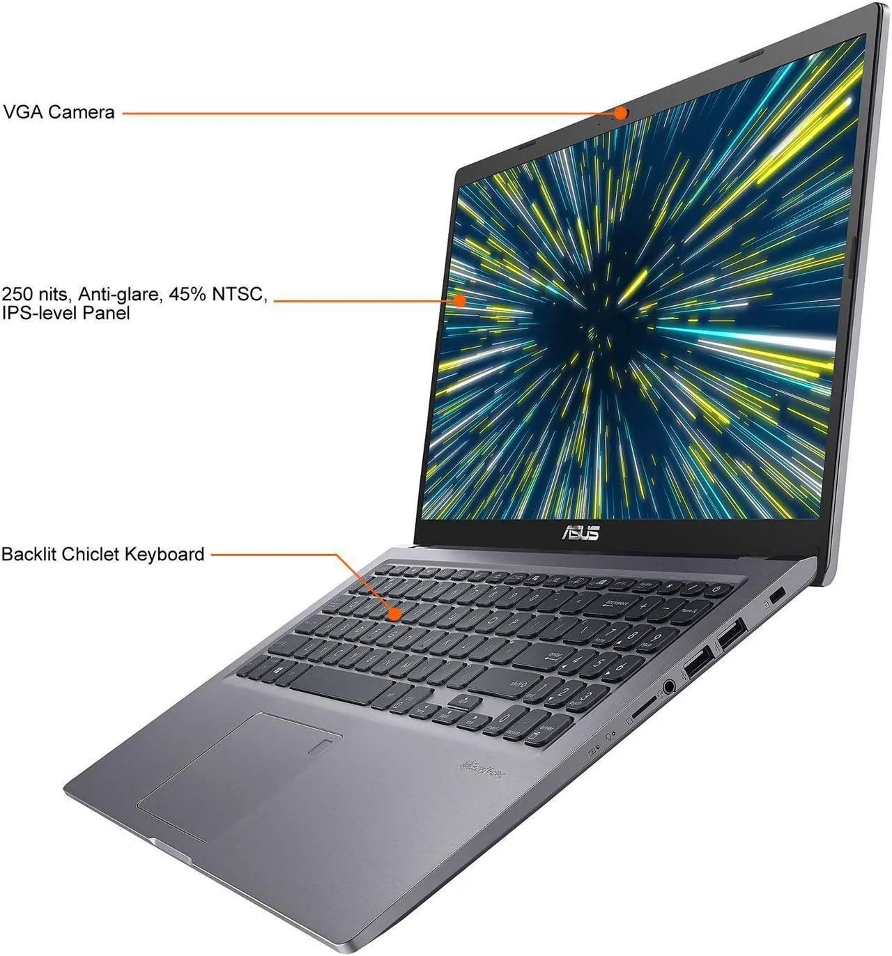 Alt view image 4 of 10 - ASUS VivoBook 15 M515 Thin and Light Laptop, 15.6" IPS FHD Display, AMD Ryzen 7 5700U, 16GB DDR4 RAM, 512GB PCIe SSD, Fingerprint Reader, Windows 10 Home, Slate Grey, M515UA-NS77, Only at Newegg