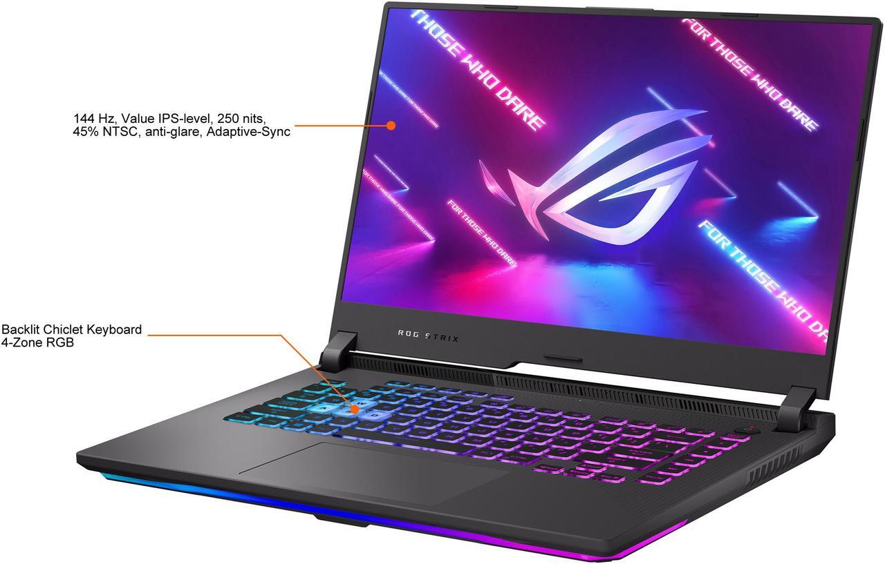 Alt view image 4 of 18 - ASUS ROG Strix G15 (2021) Gaming Laptop, 15.6" 144Hz IPS Type FHD Display, NVIDIA GeForce RTX 3060 Laptop GPU, AMD Ryzen 9 5900HX, 16GB DDR4, 512GB PCIe NVMe SSD, RGB Keyboard, Windows 10, G513QM-ES94