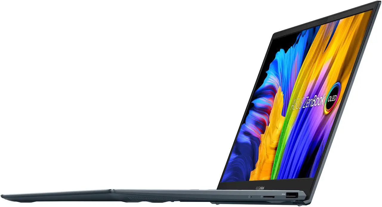 Alt view image 8 of 20 - ASUS ZenBook 13 Ultra-Slim Laptop, 13.3" OLED FHD NanoEdge Bezel Display, AMD Ryzen 7 5700U, 8GB LPDDR4X RAM, 512GB PCIe SSD, NumberPad, Wi-Fi 5, Windows 10 Home, Pine Grey, UM325UA-DS71