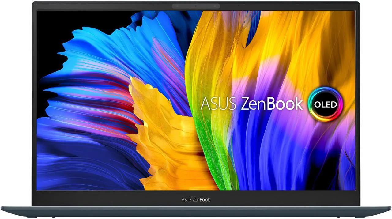 Alt view image 6 of 20 - ASUS ZenBook 13 Ultra-Slim Laptop, 13.3" OLED FHD NanoEdge Bezel Display, AMD Ryzen 7 5700U, 8GB LPDDR4X RAM, 512GB PCIe SSD, NumberPad, Wi-Fi 5, Windows 10 Home, Pine Grey, UM325UA-DS71