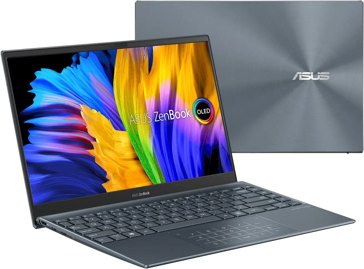 Alt view image 20 of 20 - ASUS ZenBook 13 Ultra-Slim Laptop, 13.3" OLED FHD NanoEdge Bezel Display, AMD Ryzen 7 5700U, 8GB LPDDR4X RAM, 512GB PCIe SSD, NumberPad, Wi-Fi 5, Windows 10 Home, Pine Grey, UM325UA-DS71