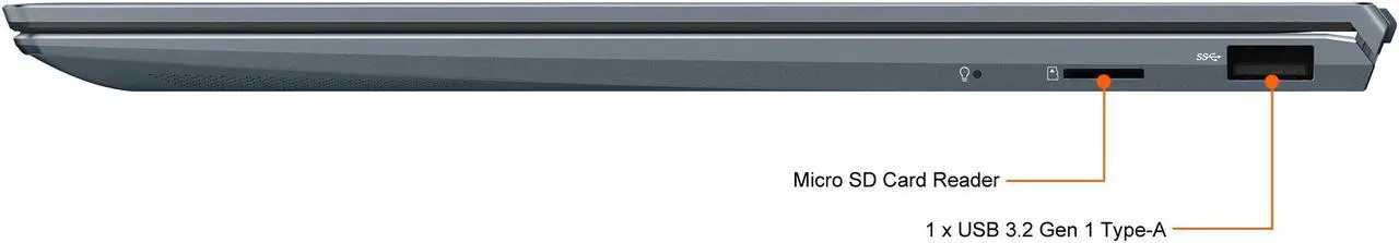 Alt view image 11 of 20 - ASUS ZenBook 13 Ultra-Slim Laptop, 13.3" OLED FHD NanoEdge Bezel Display, AMD Ryzen 7 5700U, 8GB LPDDR4X RAM, 512GB PCIe SSD, NumberPad, Wi-Fi 5, Windows 10 Home, Pine Grey, UM325UA-DS71
