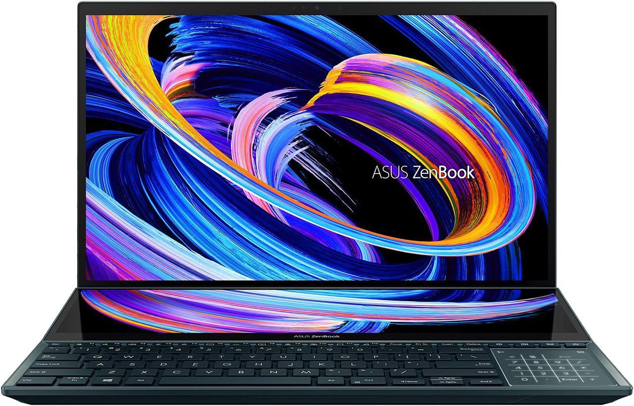 ASUS ZenBook Pro Duo 15 OLED UX582 Laptop, 15.6" OLED 4K UHD Touch Display, Intel Core i9-10980HK, 32GB RAM, 1TB SSD, GeForce RTX 3070, ScreenPad Plus, Windows 10 Pro, Celestial Blue, UX582LR-XS94T