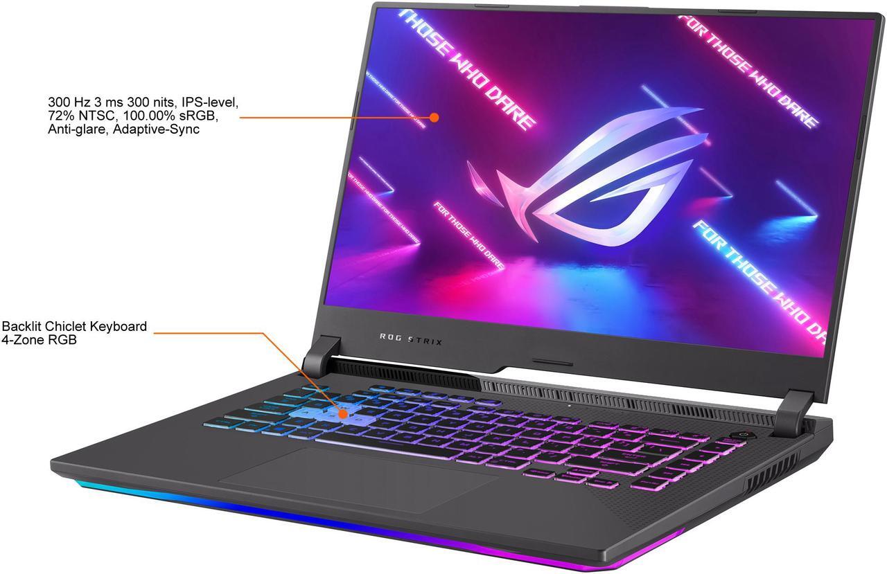 Alt view image 4 of 17 - ASUS ROG Strix G15 (2021) Gaming Laptop, 15.6" 300Hz IPS Type FHD Display, NVIDIA GeForce RTX 3060, AMD Ryzen 9 5900HX, 16GB DDR4, 512GB PCIe NVMe SSD, RGB Keyboard, Windows 10, G513QM-EB94