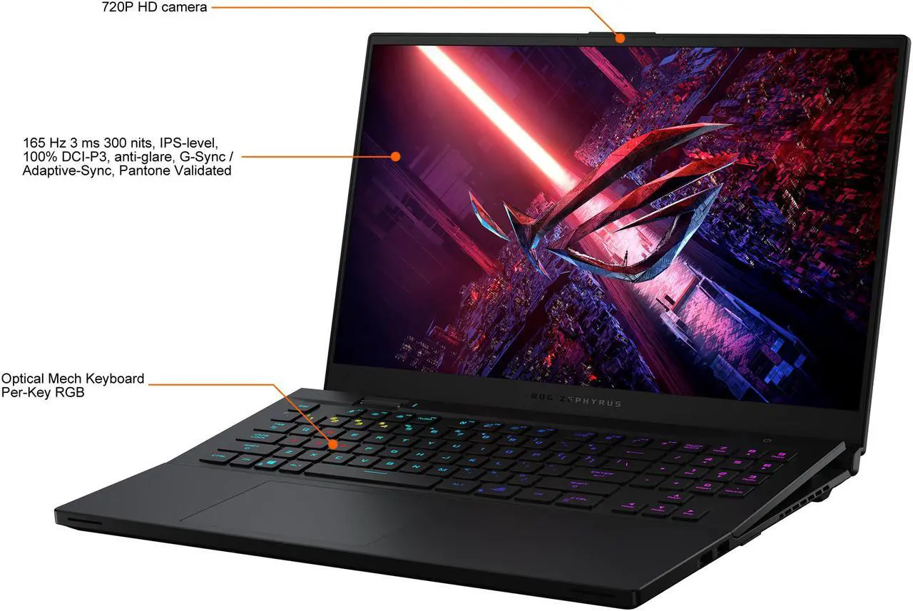 Alt view image 3 of 20 - ASUS ROG Zephyrus S17 - 17.3" QHD - Intel Core i9-11900H - NVIDIA GeForce RTX 3080 - 32 GB DDR4 - 2 TB SSD - Windows 10 Pro - Per-Key RGB Keyboard - Thunderbolt 4 - Gaming Laptop (GX703HS-XB98)
