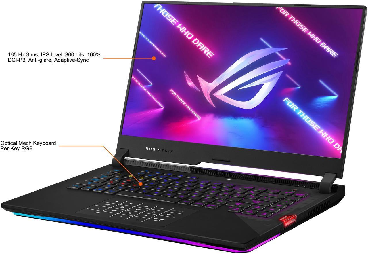 Alt view image 2 of 20 - ASUS ROG Strix Scar 15 (2021) Gaming Laptop, 15.6" 165Hz IPS QHD, NVIDIA GeForce RTX 3070, AMD Ryzen 9 5900HX, 32GB DDR4, 1TB SSD, Opti-Mechanical Per-Key RGB Keyboard, Windows 10 Pro, G533QR-XS98Q