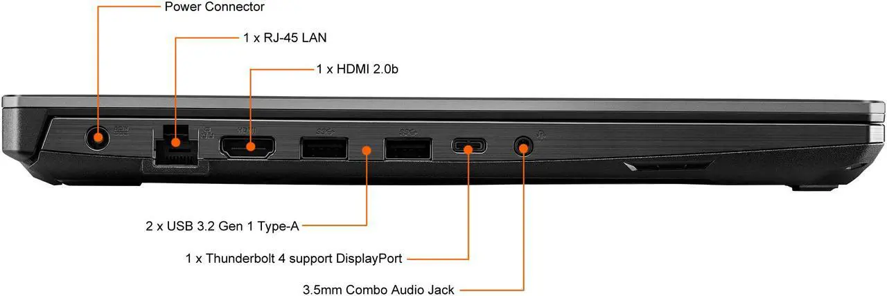 Alt view image 10 of 18 - ASUS TUF Gaming F15 Gaming Laptop, 15.6" 144Hz FHD IPS-Type Display, Intel Core i7-11800H Processor, GeForce RTX 3060, 16GB DDR4 RAM, 1TB PCIe SSD, Wi-Fi 6, Windows 10 Home, TUF506HM-ES76