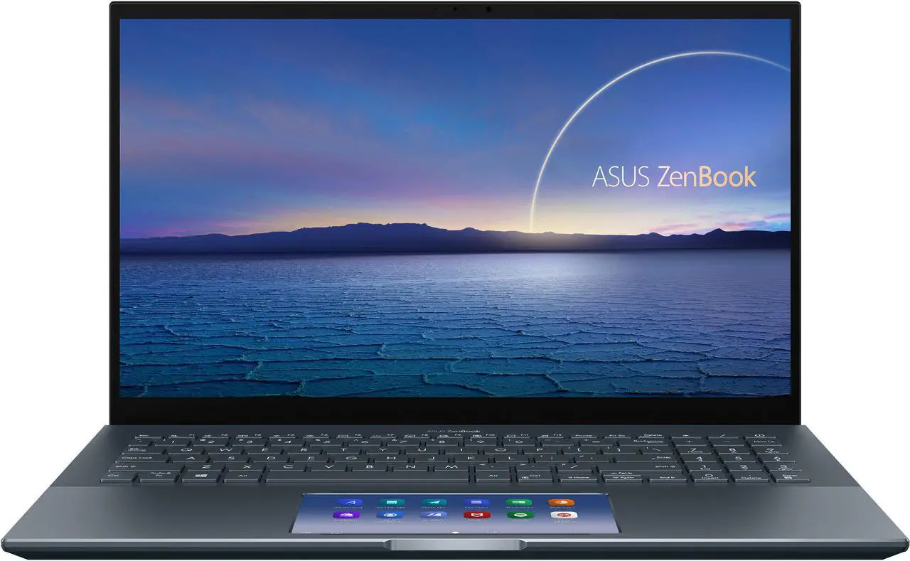 Main image of ASUS ZenBook Pro 15 OLED Ultra-Slim Laptop 15.6" 4K UHD OLED NanoEdge Bezel Touch Display, Intel Core i7-10750H, NVIDIA GeForce GTX 1650 Ti, 16GB RAM, 1TB PCIe SSD, ScreenPad 2.0, Thunderbolt 3, Windows 10 Pro, Pine Grey, UX535LI-IH77T