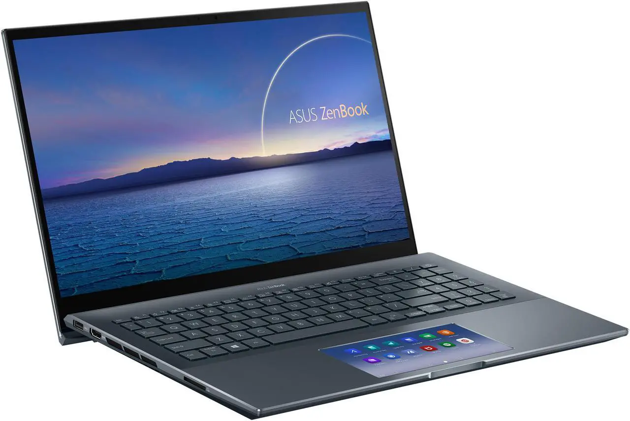 Alt view image 5 of 20 - ASUS ZenBook Pro 15 OLED Ultra-Slim Laptop 15.6" 4K UHD OLED NanoEdge Bezel Touch Display, Intel Core i7-10750H, NVIDIA GeForce GTX 1650 Ti, 16GB RAM, 1TB PCIe SSD, ScreenPad 2.0, Thunderbolt 3, Windows 10 Pro, Pine Grey, UX535LI-IH77T