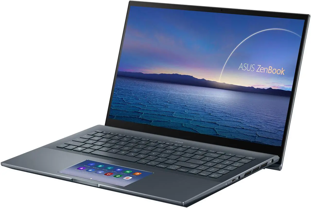 Alt view image 3 of 20 - ASUS ZenBook Pro 15 OLED Ultra-Slim Laptop 15.6" 4K UHD OLED NanoEdge Bezel Touch Display, Intel Core i7-10750H, NVIDIA GeForce GTX 1650 Ti, 16GB RAM, 1TB PCIe SSD, ScreenPad 2.0, Thunderbolt 3, Windows 10 Pro, Pine Grey, UX535LI-IH77T