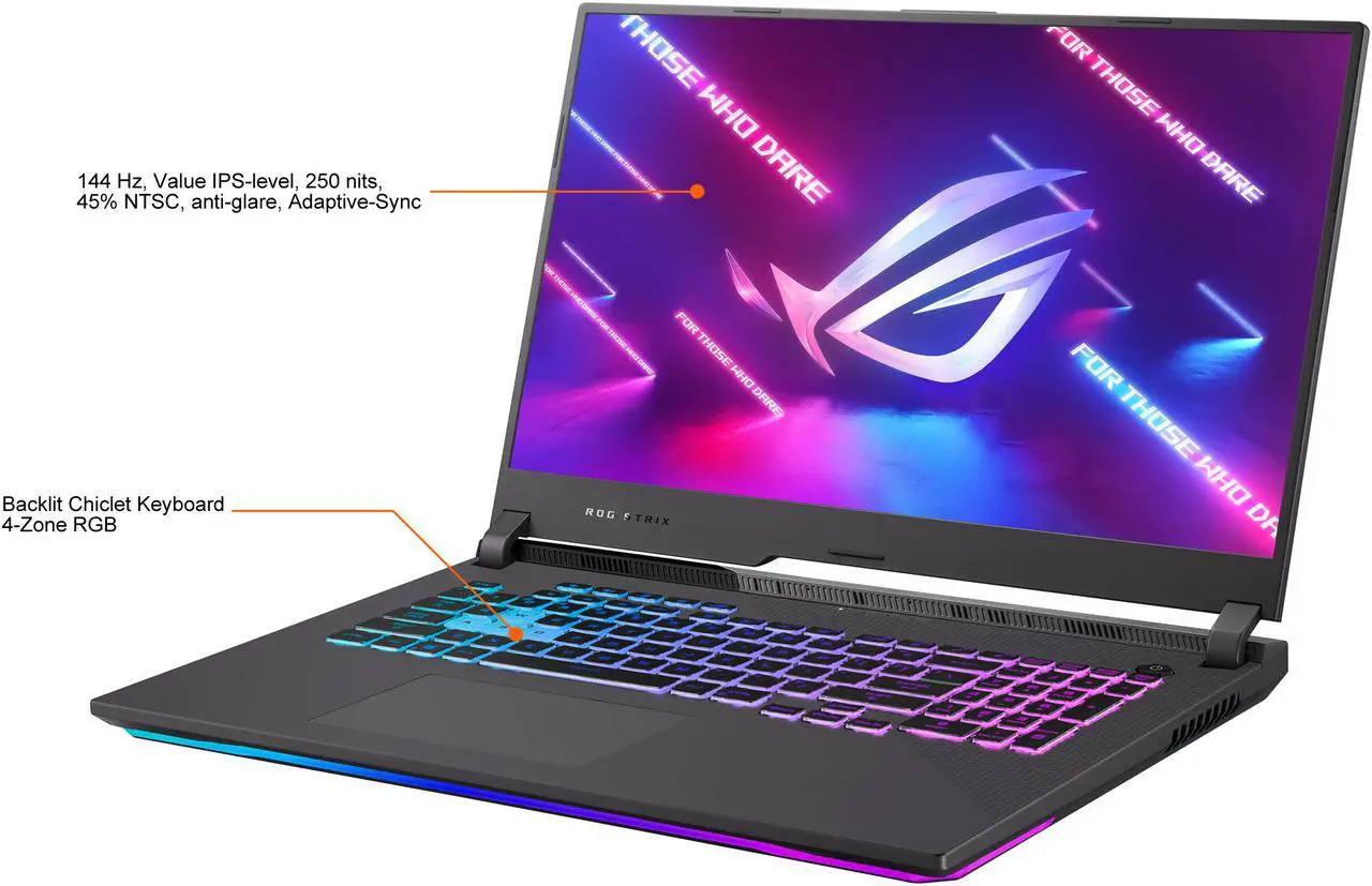 Alt view image 4 of 19 - ASUS ROG Strix G17 (2021) Gaming Laptop, 17.3" 144Hz IPS Type FHD, NVIDIA GeForce RTX 3050 Ti, AMD Ryzen 7 4800H, 16GB DDR4, 512B PCIe NVMe SSD, RGB Keyboard, Windows 10, G713IE-EB74