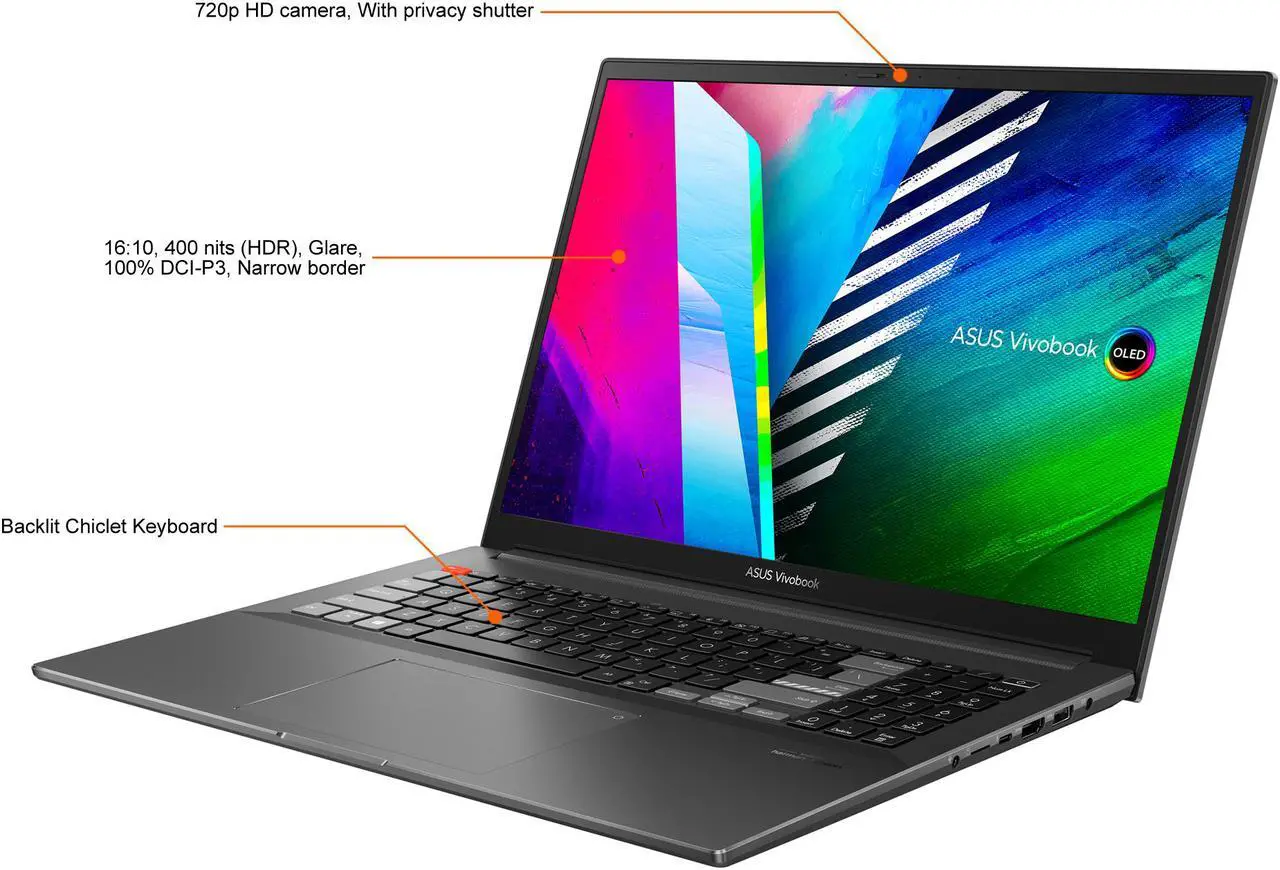 Alt view image 6 of 20 - ASUS VivoBook Pro 16X OLED Laptop, 16" WQUXGA 16:10 Display, Intel Core i7-11370H CPU, NVIDIA GeForce RTX 3050, 16GB RAM, 1TB SSD, Windows 11 Pro, DialPad, Comet Grey, N7600PC-NB74