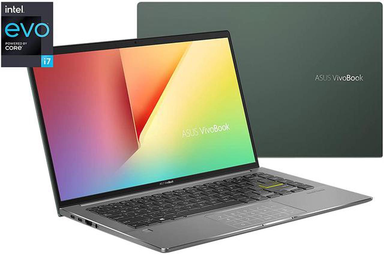 ASUS VivoBook S14 S435 Laptop, 14" FHD Display, Intel Evo Platform, i7-1165G7 CPU, 8GB RAM, 512GB PCIe SSD, Windows 11 Home, AI Noise-Cancellation, Deep Green, S435EA-DH71-GR