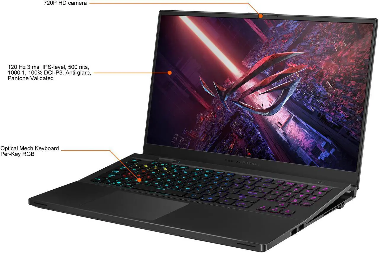 Alt view image 3 of 20 - ASUS ROG Zephyrus S17 (2021) Gaming Laptop, 17.3" 120Hz 4K Display, NVIDIA GeForce RTX 3080, Intel Core i9-11900H, 32GB DDR4, 3TB SSD, Per-Key RGB Keyboard, Thunderbolt 4, Windows 10 Pro, GX703HS-XB99