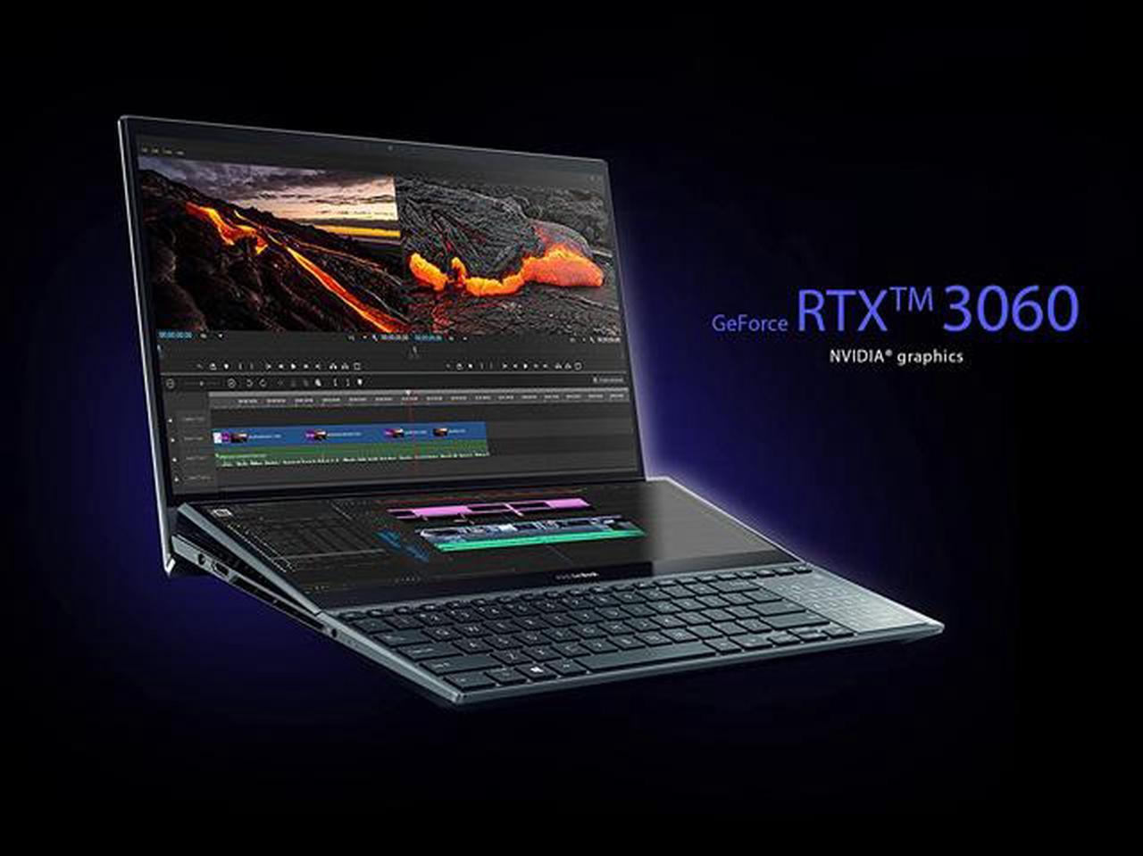 Alt view image 8 of 12 - ASUS ZenBook Pro Duo 15 OLED UX582 Laptop, 15.6" OLED FHD Touch Display, Intel Core i9-11900H, 32GB RAM, 1TB SSD, GeForce RTX 3060, ScreenPad Plus, Windows 11 Pro, Celestial Blue, UX582HM-XH96T