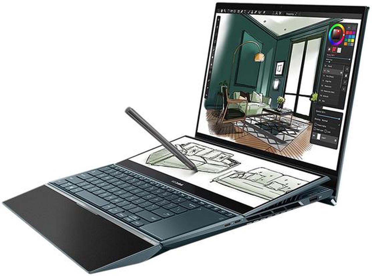 Alt view image 3 of 12 - ASUS ZenBook Pro Duo 15 OLED UX582 Laptop, 15.6" OLED FHD Touch Display, Intel Core i9-11900H, 32GB RAM, 1TB SSD, GeForce RTX 3060, ScreenPad Plus, Windows 11 Pro, Celestial Blue, UX582HM-XH96T