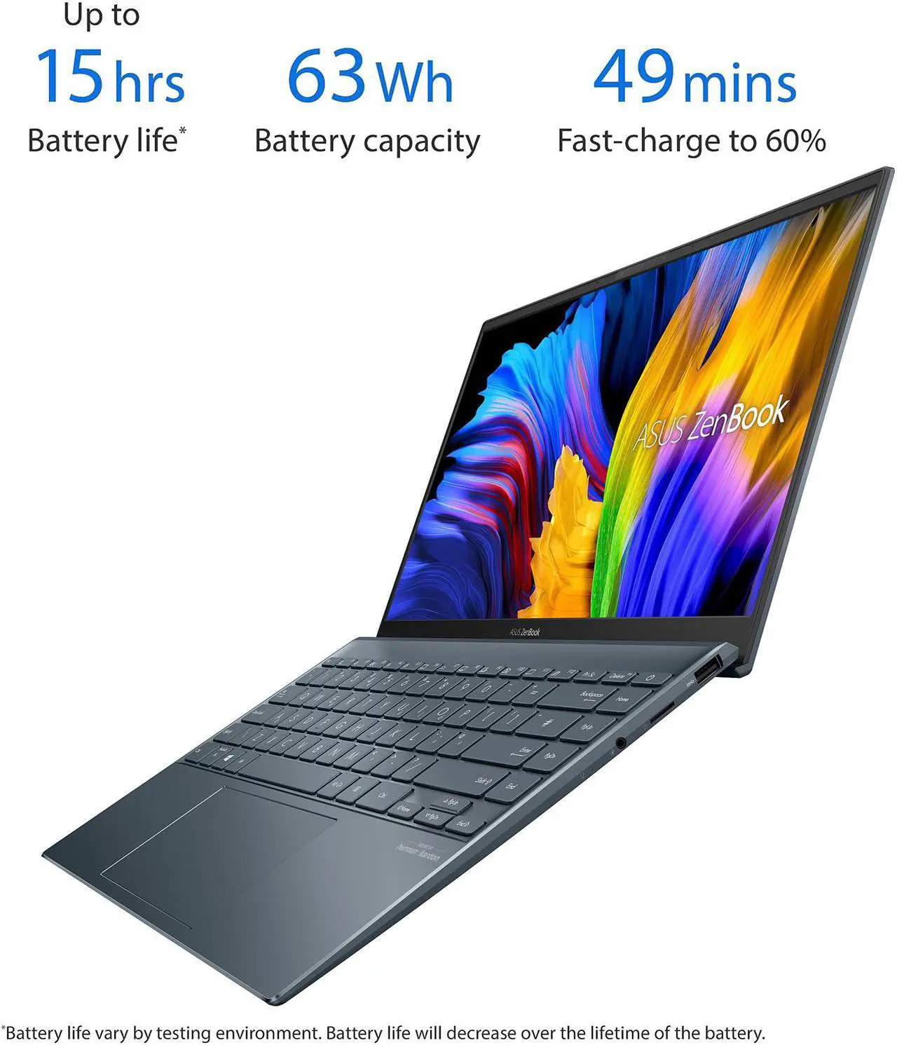 Alt view image 5 of 8 - ASUS ZenBook 14 Ultra-Slim Laptop 14" FHD Display, AMD Ryzen 7 5800H CPU, AMD Radeon Graphics, 16GB RAM, 1TB PCIe SSD, NumberPad, Windows 11 Pro, Pine Grey, UM425QA-EH74