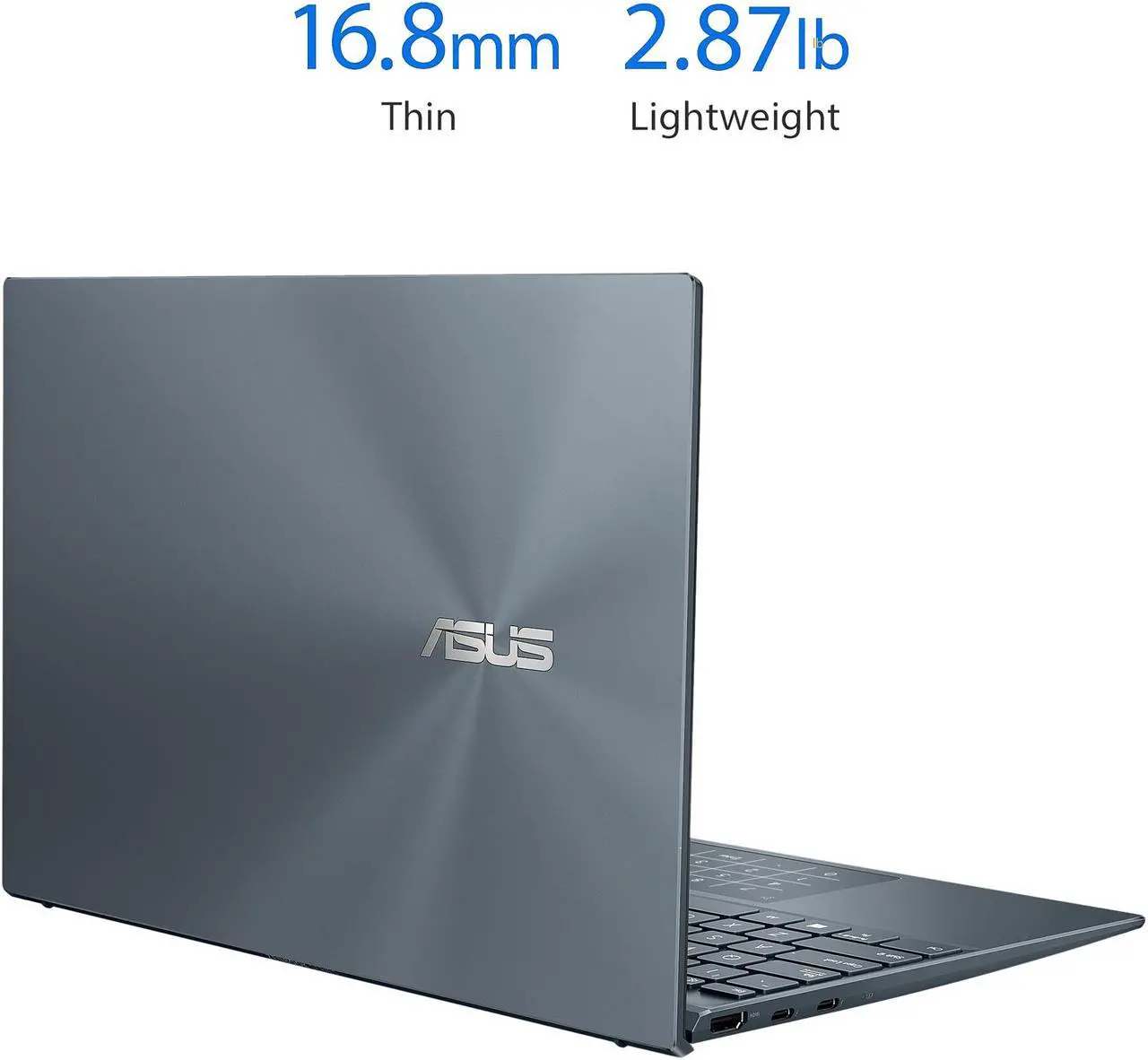 Alt view image 7 of 8 - ASUS ZenBook 14 Ultra-Slim Laptop 14" FHD Display, AMD Ryzen 7 5800H CPU, AMD Radeon Graphics, 16GB RAM, 1TB PCIe SSD, NumberPad, Windows 11 Pro, Pine Grey, UM425QA-EH74