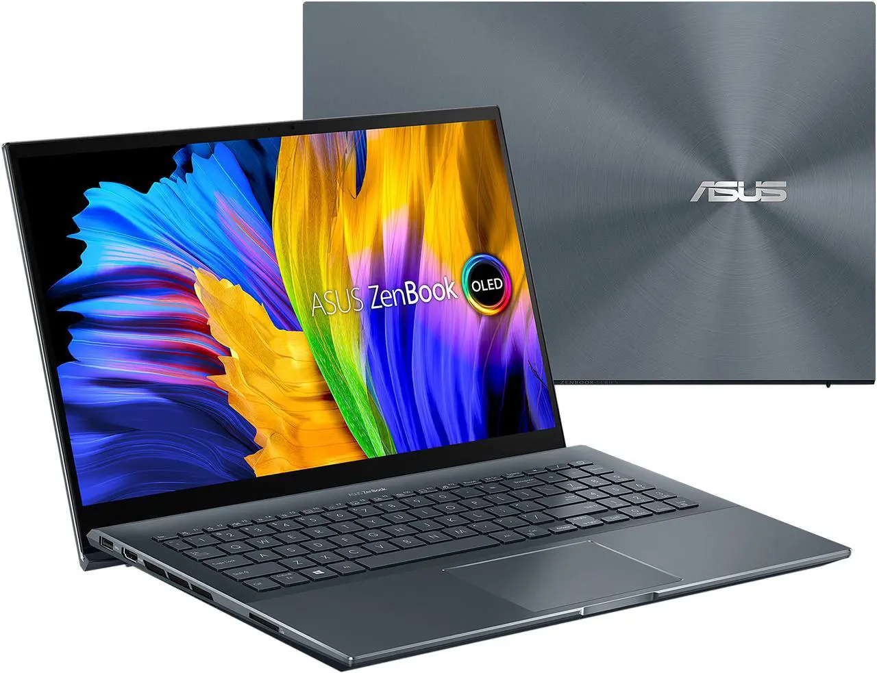 Main image of ASUS ZenBook Pro 15 OLED Laptop 15.6" FHD Touch Display, AMD Ryzen 7 5800H CPU, NVIDIA GeForce RTX 3050 Ti GPU, 16GB RAM, 512GB PCIe SSD, Windows 11 Pro, Pine Grey, UM535QE-XH71T - OEM