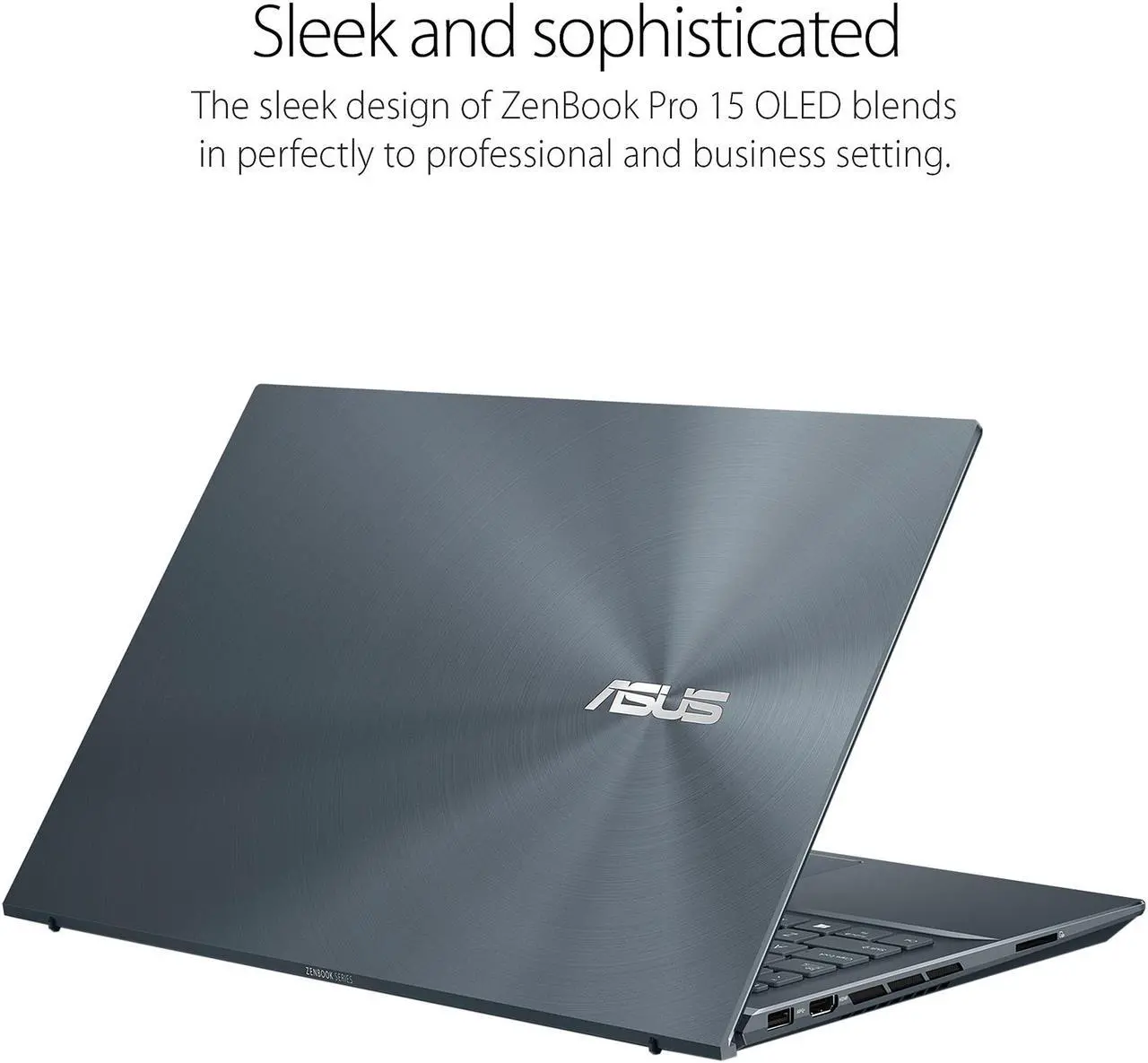 Alt view image 10 of 11 - ASUS ZenBook Pro 15 OLED Laptop 15.6" FHD Touch Display, AMD Ryzen 7 5800H CPU, NVIDIA GeForce RTX 3050 Ti GPU, 16GB RAM, 512GB PCIe SSD, Windows 11 Pro, Pine Grey, UM535QE-XH71T - OEM