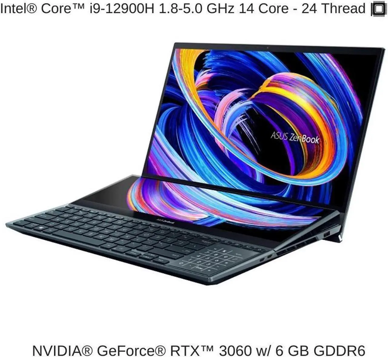 Alt view image 5 of 8 - ASUS Laptop ZenBook Pro Duo Intel Core i9-12900H 32GB Memory 1 TB PCIe SSD GeForce RTX 3060 Laptop GPU 15.6" 4K / UHD Touch Screen Windows 11 Pro 64-bit UX582ZM-XS99T