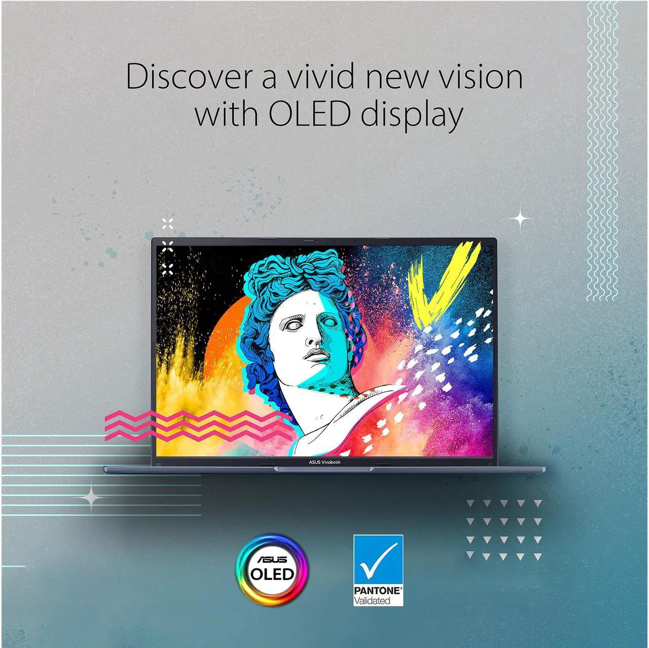 Alt view image 3 of 9 - ASUS VivoBook 16X Laptop, 16" 4K OLED Display, Intel Core i7-12700H CPU, Intel Iris Xe Graphics, 16GB RAM, 512GB SSD, Fingerprint Sensor, Windows 11 Home, Quiet Blue, F1603ZA-DS74