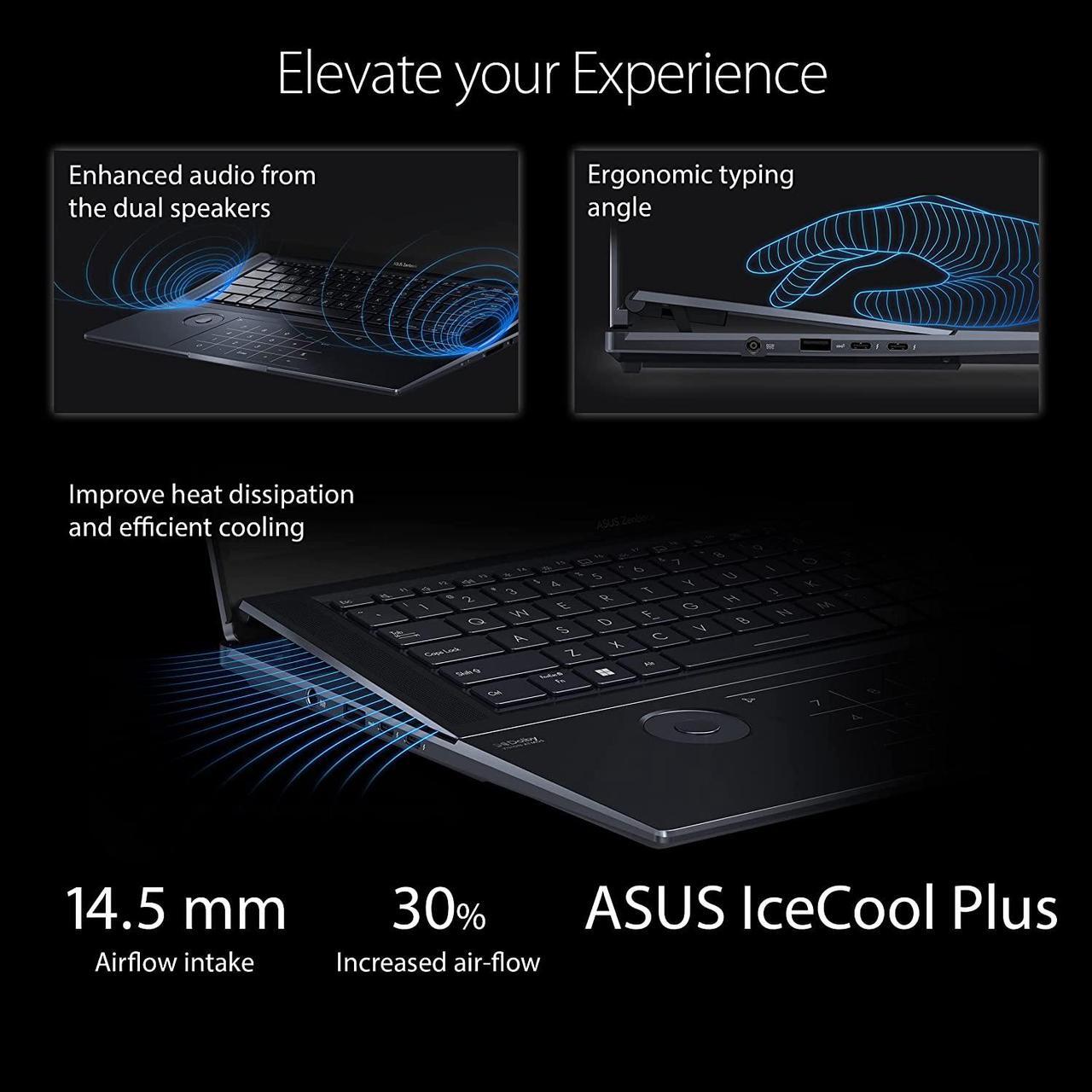 Alt view image 3 of 13 - ASUS ZenBook Pro 16X OLED 16" 4K OLED 16:10 Touch Display, ASUS Dial, Intel i9-12900H CPU, GeForce RTX 3060 Graphics, 32GB RAM, 2TB SSD, Windows 11 Pro, Tech Black, UX7602ZM-XB96T