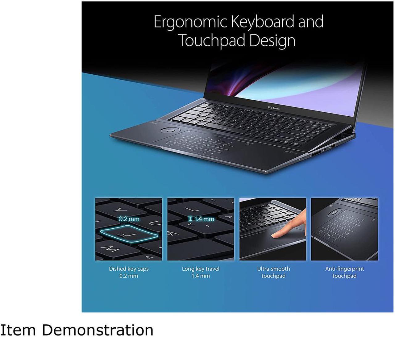 Alt view image 4 of 13 - ASUS ZenBook Pro 16X OLED 16" 4K OLED 16:10 Touch Display, ASUS Dial, Intel i9-12900H CPU, GeForce RTX 3060 Graphics, 32GB RAM, 2TB SSD, Windows 11 Pro, Tech Black, UX7602ZM-XB96T