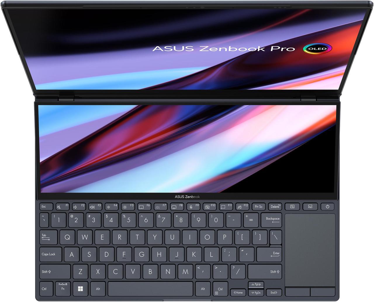 Alt view image 11 of 13 - ASUS Zenbook Pro 14 Duo OLED 14.5" 2.8K OLED Touch, 120Hz Refresh Rate, ScreenPad Plus, Intel i9-12900H CPU, RTX 3050 Ti, 32GB RAM, 2TB SSD, Windows 11 Home, Tech Black, UX8402ZE-IB99T