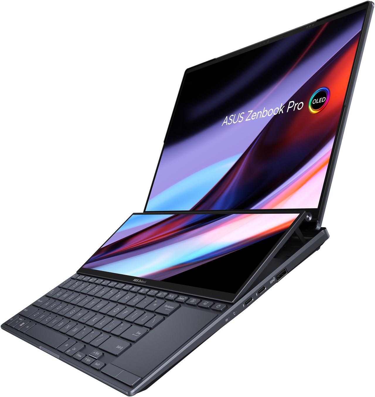 Alt view image 12 of 13 - ASUS Zenbook Pro 14 Duo OLED 14.5" 2.8K OLED Touch, 120Hz Refresh Rate, ScreenPad Plus, Intel i9-12900H CPU, RTX 3050 Ti, 32GB RAM, 2TB SSD, Windows 11 Home, Tech Black, UX8402ZE-IB99T