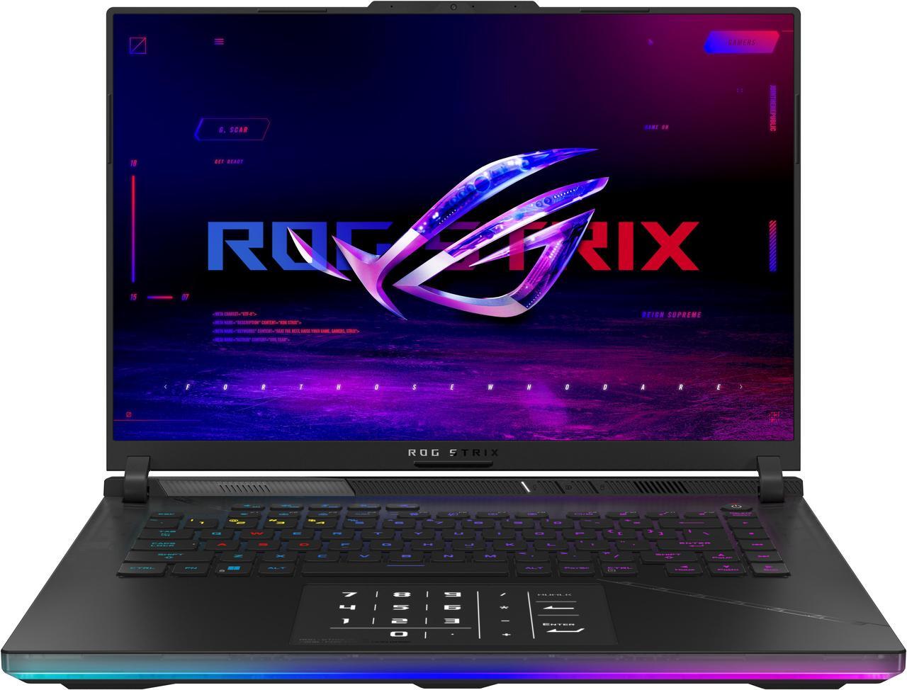 Main image of ASUS ROG Strix SCAR 16 (2023) - 16" GeForce RTX 4090 Laptop GPU - Intel Core i9-13980HX  - 32GB Memory - 2 TB PCIe SSD - Windows 11 Pro 64-bit - Gaming Laptop - 240 Hz Mini LED (G634JY-XS97 )