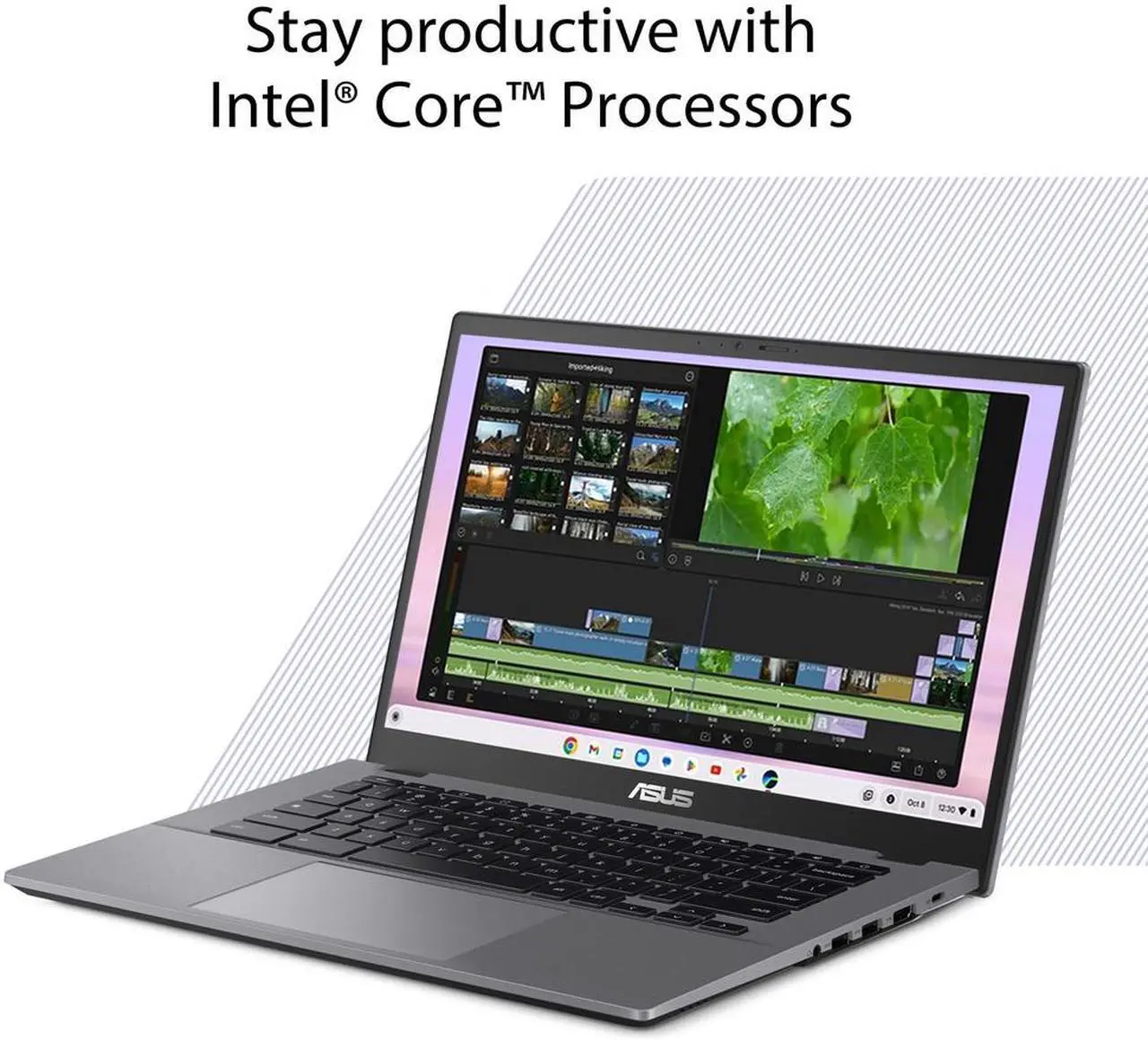 Alt view image 4 of 8 - ASUS Chromebook Plus CX34 laptop with Google AI, 14" Display (1920x1080), Intel Core i5-1235U Processor, 16GB RAM, 256GB UFS Storage, ChromeOS, Rocky Gray, CX3402CBA-DH566-GR