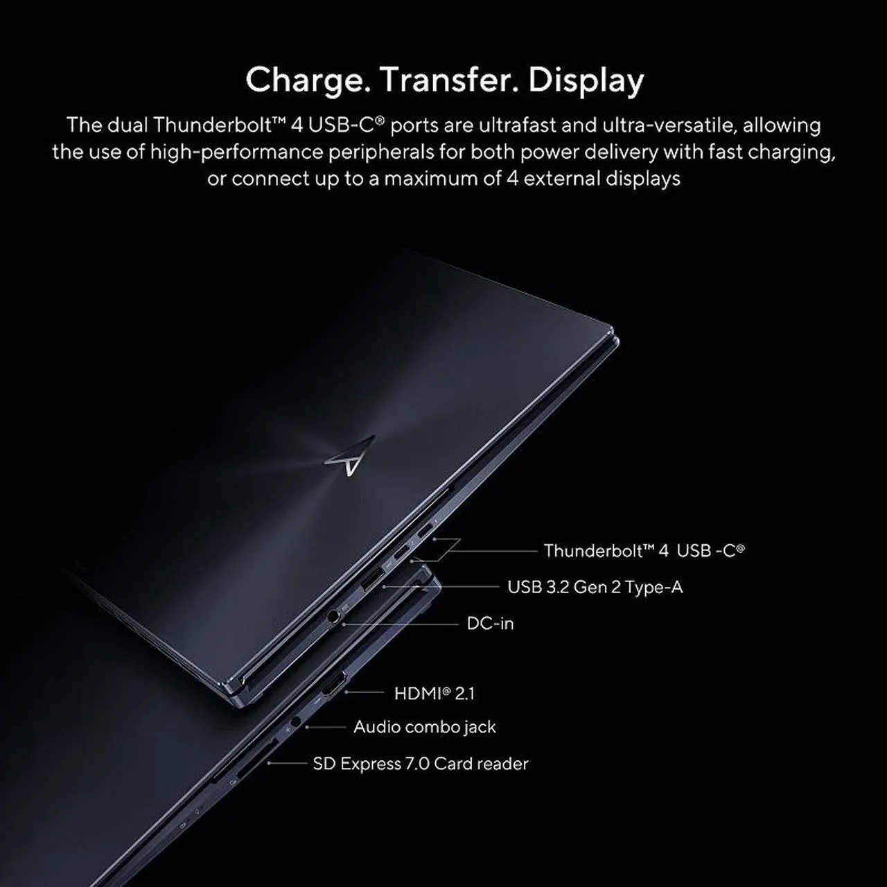 Alt view image 19 of 18 - ASUS Zenbook Pro 16X OLED 16” 4K OLED 16:10 Touch Display, Intel i9-13900H CPU, GeForce RTX 4070 Graphics, 32GB RAM, 1TB SSD, Windows 11 Home, Tech Black, UX7602VI-DH99T