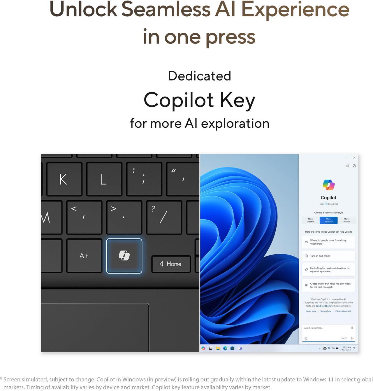 Alt view image 14 of 16 - ASUS Vivobook S 14" Copilot+ PC Laptop AMD Ryzen AI 9 365  24 GB LPDDR5X Memory 512 GB PCIe SSD AMD Radeon 880M Windows 11 Home 64-bit M5406WA-DS76