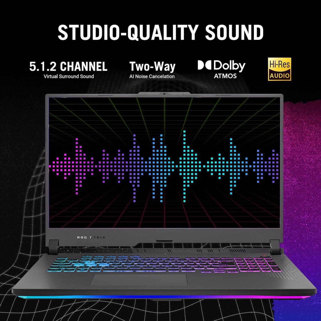Alt view image 2 of 9 - ASUS ROG Strix G17 Gaming Laptop AMD Ryzen 9 7845HX 3.0 GHz NVIDIA GeForce RTX 4060 16GB Memory 1 TB PCIe SSD 17.3" WQHD Windows 11 Home G713PV-WS94