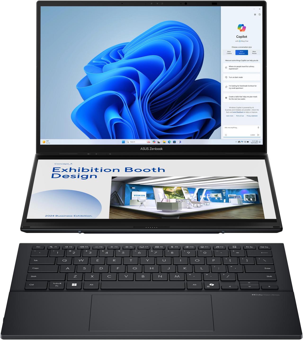 Alt view image 3 of 17 - ASUS ZenBook Duo 14.0" Laptop Ultra 7 255H 32GB RAM 1 TB PCIe SSD Windows 11 Home UX8406CA-DS79T