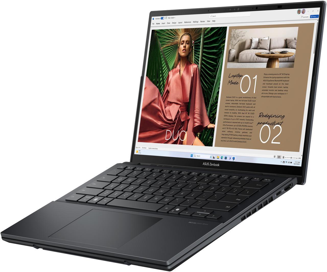 Alt view image 8 of 17 - ASUS ZenBook Duo 14.0" Laptop Ultra 7 255H 32GB RAM 1 TB PCIe SSD Windows 11 Home UX8406CA-DS79T