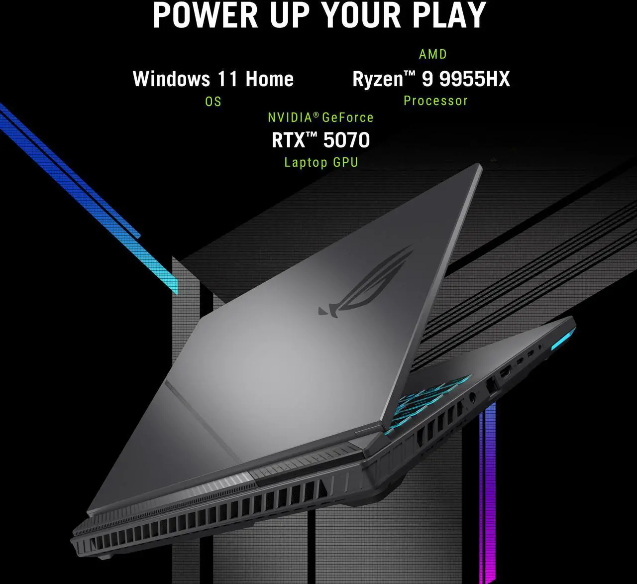 Alt view image 6 of 13 - ASUS ROG Strix G16 - 16" GeForce RTX 5070 Laptop GPU - AMD Ryzen 9 9955HX  - 32GB Memory - 1 TB PCIe SSD - Windows 11 Home - Gaming Laptop - 240 Hz (G614FP-DS96 )