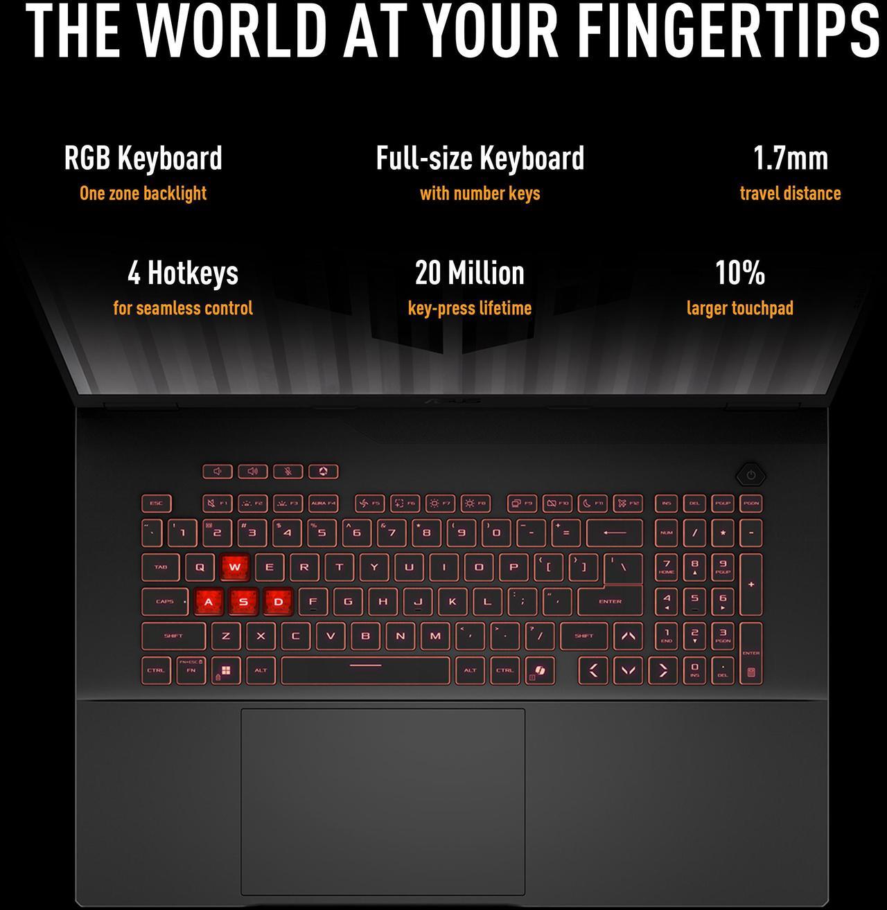 Alt view image 10 of 11 - ASUS TUF Gaming - 18" GeForce RTX 5070 Laptop GPU - AMD Ryzen 7 260  - 16GB (8GBx2) Memory - 1 TB PCIe SSD - Windows 11 Home - Gaming Laptop - 240 Hz IPS (FA808UP-NS74 )