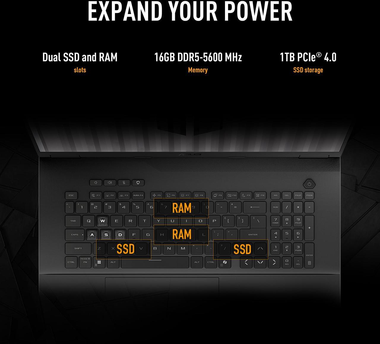Alt view image 11 of 11 - ASUS TUF Gaming - 18" GeForce RTX 5070 Laptop GPU - AMD Ryzen 7 260  - 16GB (8GBx2) Memory - 1 TB PCIe SSD - Windows 11 Home - Gaming Laptop - 240 Hz IPS (FA808UP-NS74 )