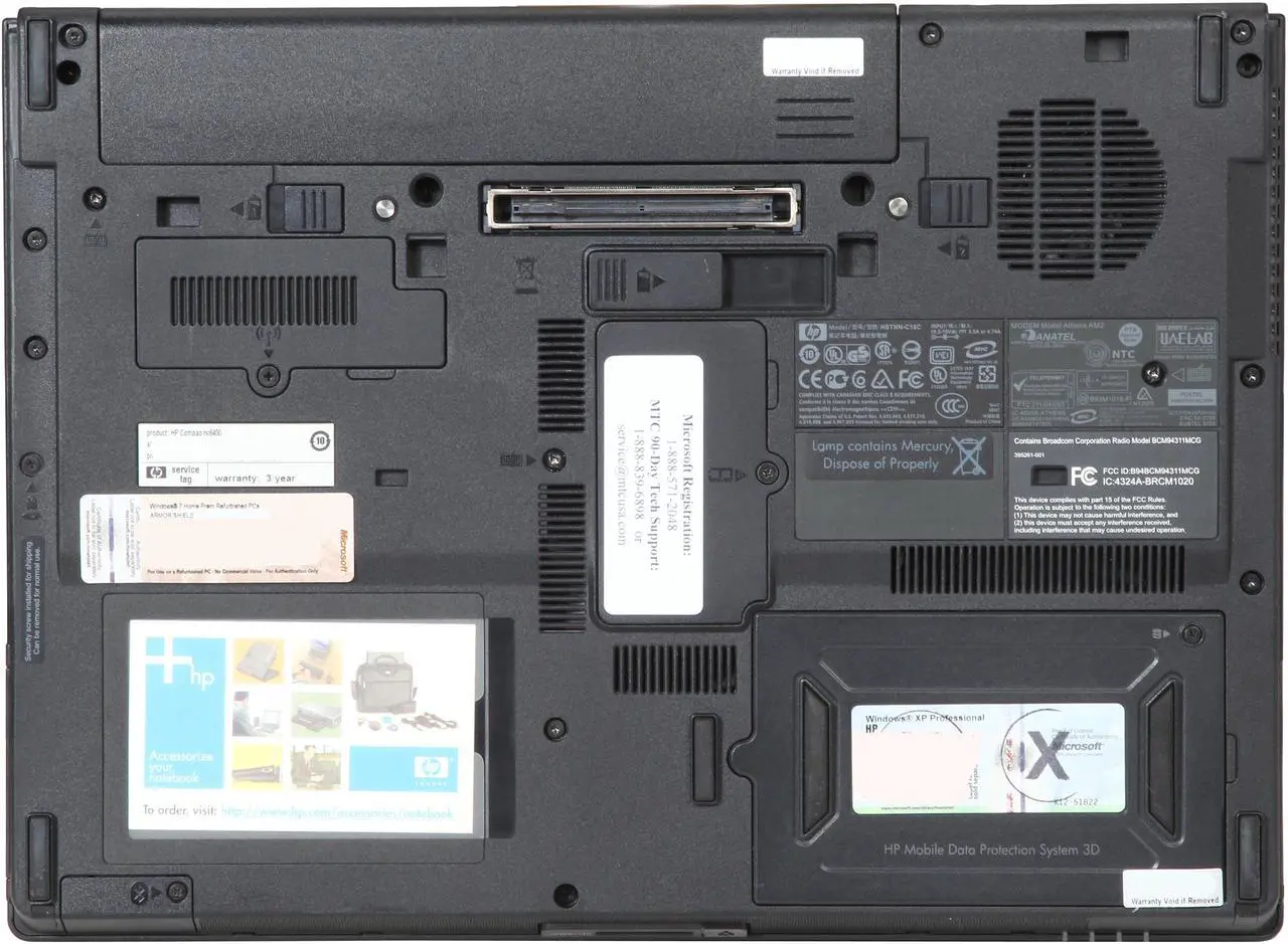 Alt view image 7 of 8 - HP Compaq Laptop 1.80GHz 2GB Memory 80GB HDD Intel GMA 950 14.1" Windows 7 Home Premium 32-Bit NC6400