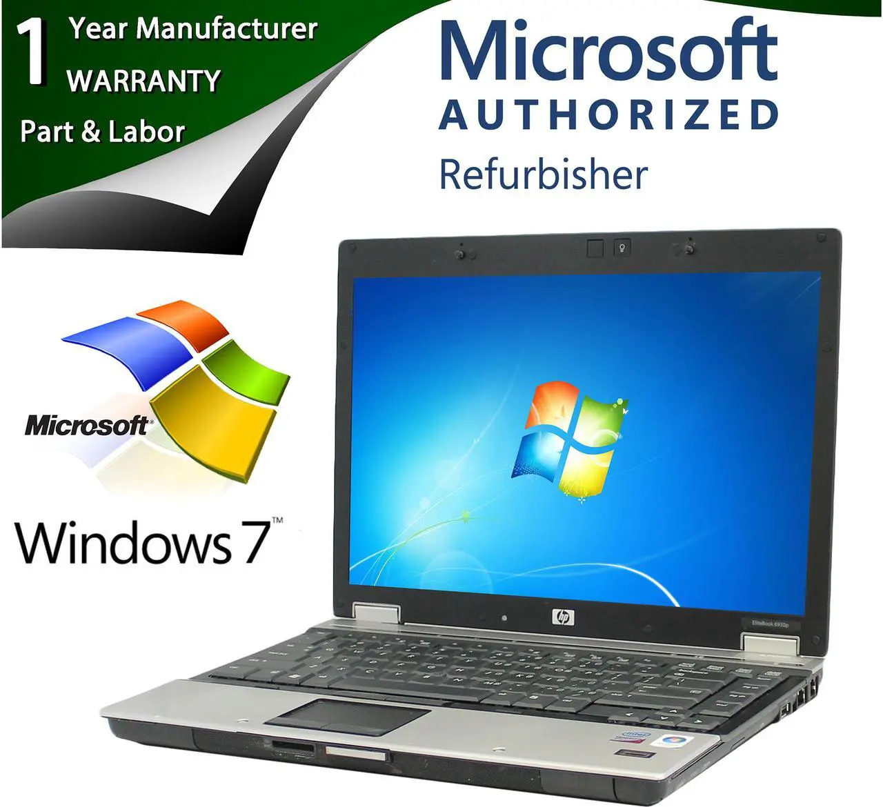 Main image of HP Elitebook 6930P 14" Laptop with Intel Core 2 Duo P8700 2.53Ghz, 4GB RAM, 120GB SSD, DVDROM, Windows 7 Pro 64 Bit