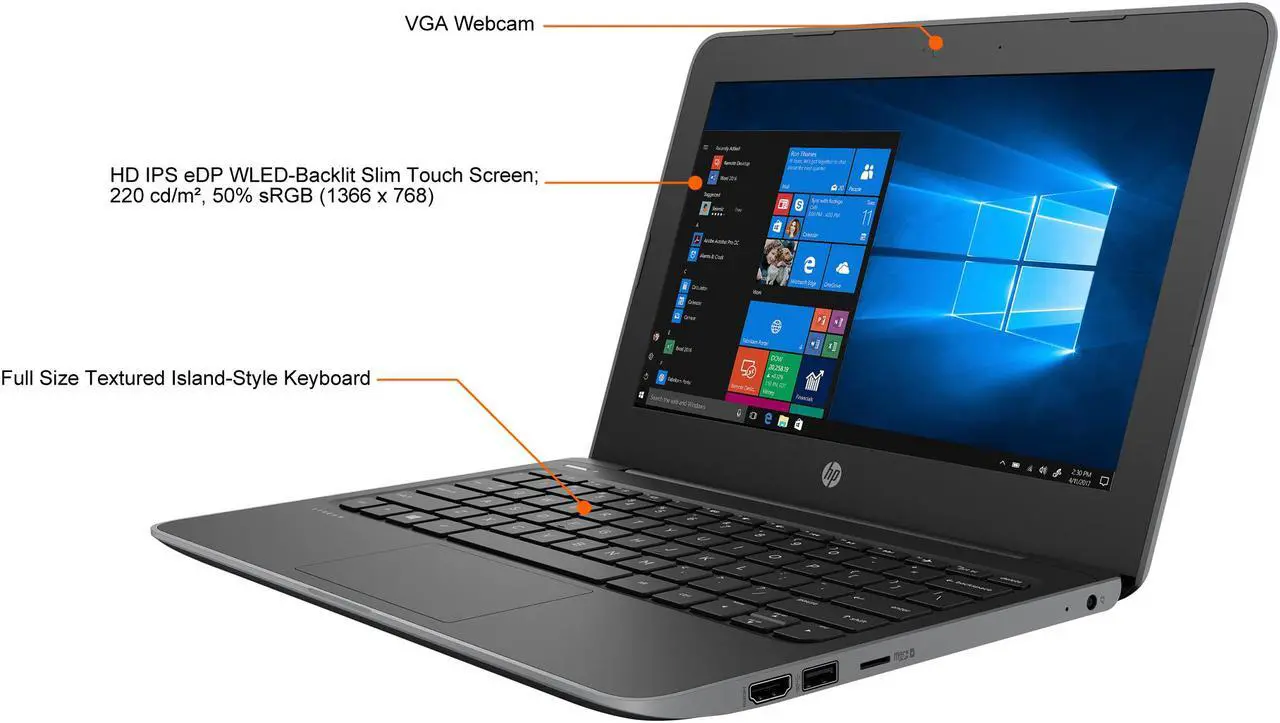 Alt view image 11 of 15 - HP Laptop Stream Intel Celeron N4000 4GB Memory 128 GB SSD Intel UHD Graphics 600 11.6" Non-Touch Screen Windows 10 Pro 5VD62UT#ABA