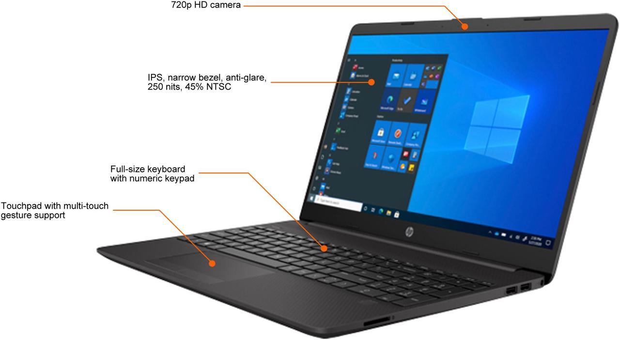 Alt view image 4 of 10 - HP Laptop 250 G8 Intel Core i5-1135G7 16GB Memory 256 GB PCIe SSD Intel Iris Xe Graphics 15.6" Non-Touch Screen Windows 10 Pro 64-bit 4L1Q8UT#ABA