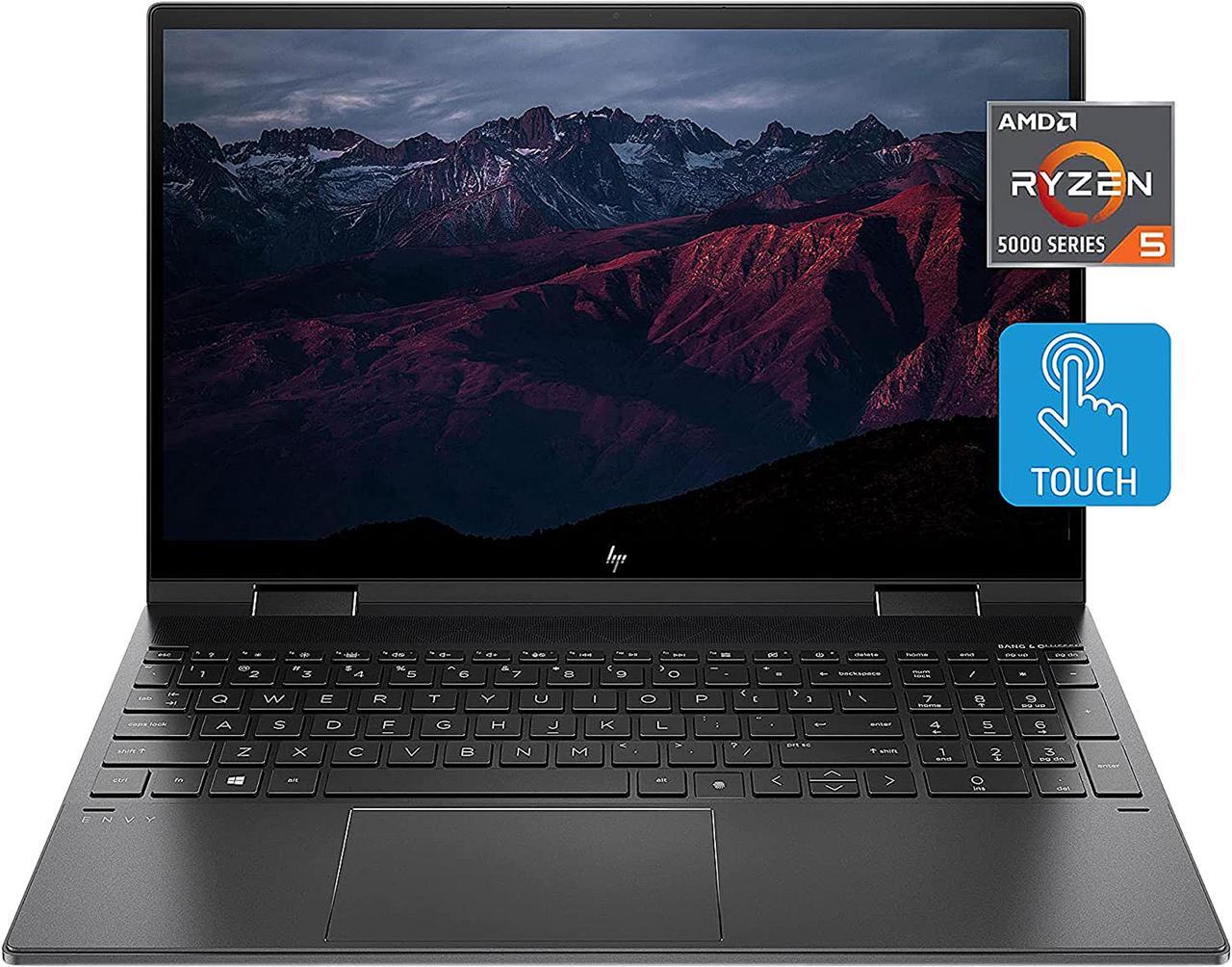 Main image of HP ENVY x360 AMD Ryzen 5 5500U 8GB Memory 512 GB PCIe SSD AMD Radeon Graphics 15.6" Touch Screen 1920 x 1080 Convertible 2-in-1 Laptop Windows 10 Home 64-bit 15-ee1010nr