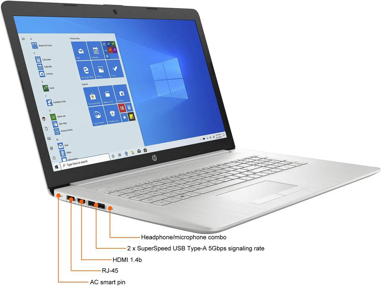 Alt view image 6 of 8 - HP Laptop Intel Core i3-1115G4 8GB Memory 256 GB PCIe SSD Intel UHD Graphics 17.3" Non-Touch Screen Windows 11 in S mode 17-by4013dx